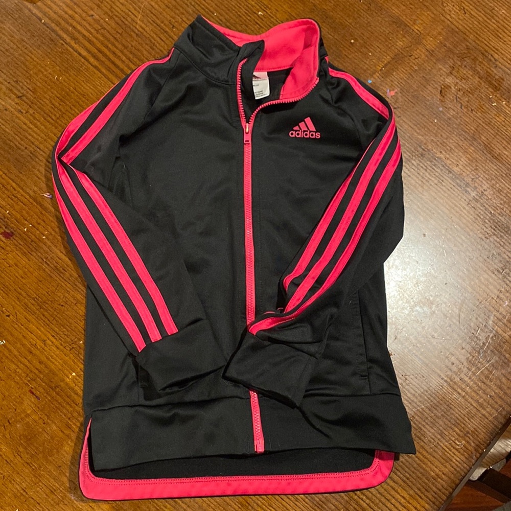 Kids, girls adidas pink zip up jacket. Size 5